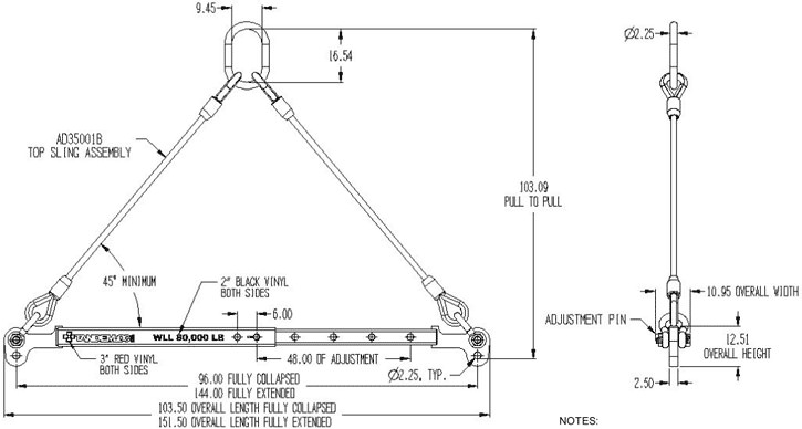 AD35000B Telescopic Spreader | With or Without Sling